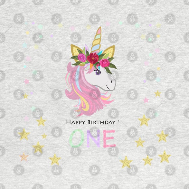 First birthday. One. Unicorn Birthday invitation. Party invitation by GULSENGUNEL